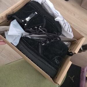 UGG Dark Black Suede Neumel Ankle Boots